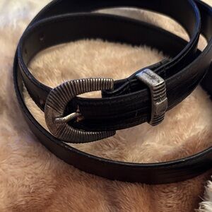 Elegant Lizard Brain Cowhide Leather Belt with Cowgirl Silver Buckle